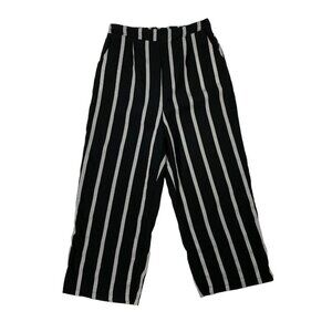 P Luca Milano Pants Medium Black Gray Stripe Pull On Trousers